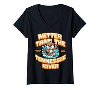 Femme Funny Wetter Than The Tennessee River, Southern Humor T-Shirt avec Col en V