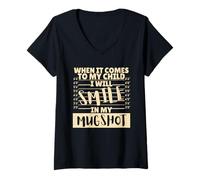 Femme Funny When It Comes to My Child I Will Smile in My Mugshot T-Shirt avec Col en V