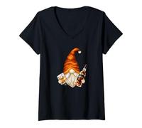 Femme Funny Whiskey Lover Graphic for Men Whisky Drinking GNOME T-Shirt avec Col en V