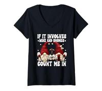 Femme Funny Wine GNOME Couple for Drinking Wine with My Gnomies T-Shirt avec Col en V