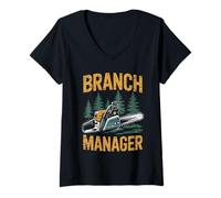 Femme Funny Woodworker Logger Branch Manager Arborist Lineman Work T-Shirt avec Col en V