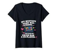 Femme Funny Y2K Nostalgia My Mixtape Game Was Strong hommes et femmes T-Shirt avec Col en V