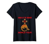 Femme Funy Dracula, Ordre du Dragon, World Tour Cross Vlad T-Shirt avec Col en V