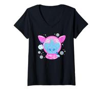 Femme Furby Christmas Snowy Cristal Ball with Little Fluffy Furbet T-Shirt avec Col en V