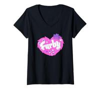 Femme Furby Lovely Heart Shape Pink Fur T-Shirt avec Col en V