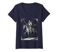 Femme Furcas, Le Cavalier de la Sagesse Interdite T-Shirt avec Col en V