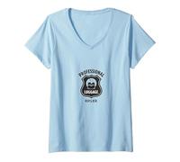 Femme Fusil à Bagages Professionnel TSA Humour Airport Security T-Shirt avec Col en V, Bleu Céleste, XL