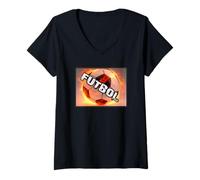 Femme Futbol Ballon de football flamboyant T-Shirt avec Col en V