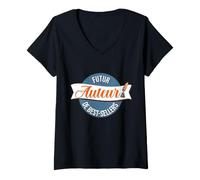 Femme Futur auteur de Écrivain en Devenir T-Shirt avec Col en V