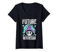 Femme Futur Magicien Sorcier Truc Magie Assistant Magicien T-Shirt avec Col en V