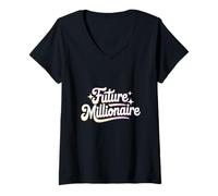 Femme Futur Millionnaire et Entrepreneur motivant T-Shirt avec Col en V