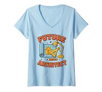 Femme Future Architect Kids Étudiant en Architecture Joli Constructeur T-Shirt avec Col en V