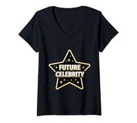 Femme Future Celebrity Star Chanteur Acteur Athlète Superstar T-Shirt avec Col en V