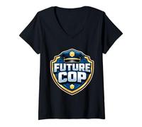Femme Future Cop Police Officer Academy Policeman Garçons Enfants T-Shirt avec Col en V