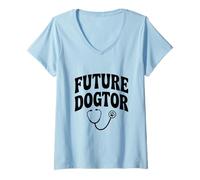 Femme Future Dogtor: Adorable Chiot vétérinaire Amant T-Shirt avec Col en V