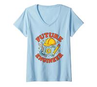 Femme Future Engineer Kids Étudiant en génie Qui construit Une carrière T-Shirt avec Col en V