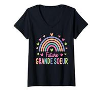 Femme Future Grande Sœur - Annonce de Grossesse Mignonne T-Shirt avec Col en V