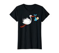 Femme future maman ventre de bébé garçon cigogne T-Shirt