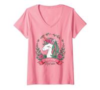 Femme Future Mariée Licorne Drôle Mariage Couple Team Gang Mariée T-Shirt avec Col en V