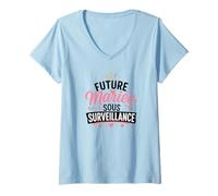 Femme Future Mariée sous Surveillance - EVJF Rose et Doré T-Shirt avec Col en V