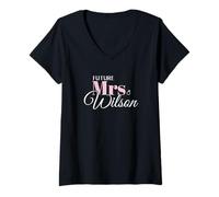 Femme Future Mrs Wilson Bride Wedding Engagement Love T-Shirt avec Col en V