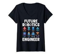 Femme Future Robotics Engineer Funny Robot Engineering Kids T-Shirt avec Col en V