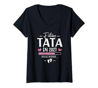 Femme Future Tata 2027 Annonce Grossesse Tu Vas Être Future Tata T-Shirt avec Col en V