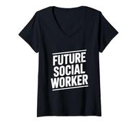Femme Future travailleur Social T-Shirt avec Col en V