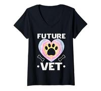 Femme Future Vet Medical Animal Doctor Étudiants vétérinaires T-Shirt avec Col en V