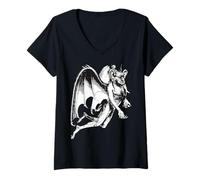 Femme Gaap Demon en Tant qu'humain avec d'énormes Ailes de Chauve-Souris T-Shirt avec Col en V