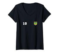 Femme Gabon Numéro 10 Football Football # Ten Jersey Gabonais T-Shirt avec Col en V