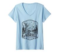 Femme Gabriel The Archange Messenger Scène d'ange chrétien T-Shirt avec Col en V