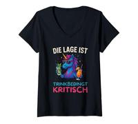 Femme Gadgets de fête Amusants L'emplacement est Critique en Raison de la consommation T-Shirt avec Col en V