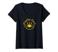 Femme Gaelic Girl GRA, Dilseacht, Cairdeas Claddagh Roundel T-Shirt avec Col en V