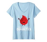 Femme Gagner Le Mois de la Lutte Contre Le diabète T-Shirt avec Col en V