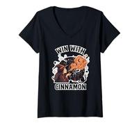 Femme Gagnez avec Un Graphique de Manifestation rituel soufflant à la Cannelle T-Shirt avec Col en V