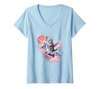 Femme Galaxy Feline, Chat drôle, Saturne, Chat, Amoureux des Chats Amusants T-Shirt avec Col en V