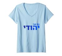 Femme Gam Ani Yehudi Hébreu Fierté Juive Identité Foi Israël Art T-Shirt avec Col en V