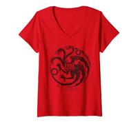 Femme Game of Thrones Targaryen Fire and Blood Sigil T-Shirt avec Col en V