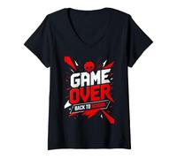 Femme Game Over - Back to School Funny Gamer T-Shirt avec Col en V