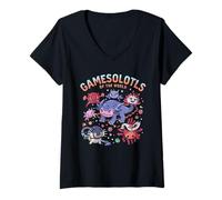 Femme Gamesolotl of The World Diverse Gamer Axolotl T-Shirt avec Col en V