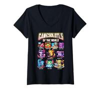 Femme Gamesolotls of The World Diverse Gamer Axolotl Animal Gaming T-Shirt avec Col en V