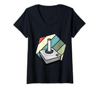 Femme Gaming Classic Controller Retro Lines Vintage Gamer Gifts T-Shirt avec Col en V