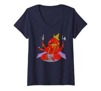 Femme Ganesh Dieu Hindou Seigneur Rouge Ganesh T-Shirt avec Col en V