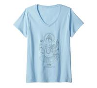 Femme Ganesh Hindouisme Dieu Minimaliste Mythologie hindoue T-Shirt avec Col en V