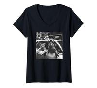 Femme Gang de Chat drôle Vintage T-Shirt avec Col en V