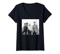 Femme Gang of Four Post Punk Andy Gill Jon King Virginia Turbett T-Shirt avec Col en V