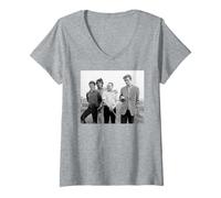 Femme Gang of Four Post Punk Jon King Andy Gill Virginia Turbett T-Shirt avec Col en V