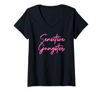Femme Gangsta Sensible, Dieu ne Plaise, Je suis Un Gangster Sensible T-Shirt avec Col en V