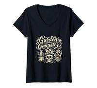 Femme Gangster de Jardin Classique Vintage et Fier T-Shirt avec Col en V